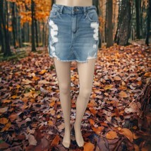 Hollister Distressed Denim Mini Skirt 26 High Rise Boho Grunge Vintage S... - $19.79