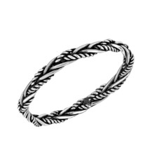 Tribal Balinese Braided Eternity Rope Sterling Silver Band Ring-9 - $9.34