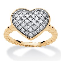 Womens 18K Gold Over Sterling Silver Diamond Puffed Heart Ring Size 6 7 8 9 10 - £314.53 GBP