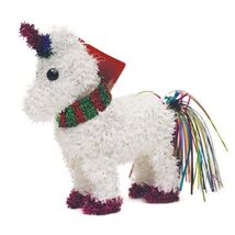Tinsel Christmas Unicorn Tabletop Figurine 6.75 Inches Tall - $11.86