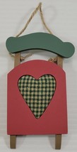 I) Nantucket Distributing Christmas Holiday Wooden Sled Heart Ornament - £7.39 GBP