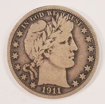 1911 50C Barber Demi Dollar En Fin État, Tout Naturel Couleur - $62.94
