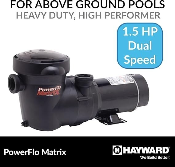 Hayward W3SP15932S PowerFlo Matrix 1.5 HP Dual Speed Above Ground Pool Pump - $386.09