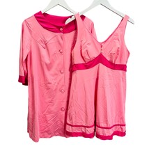 Vintage Shadowline Nightgown Robe Set 2pc Pink Size M Nylon Babydoll 60s  - $59.35