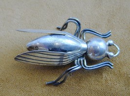 Signed Modernist Taxco Mexico Sterling Figural Cicada Pin - £98.32 GBP