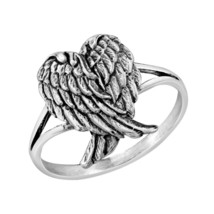 Heavenly Love Folded Angel Wings Sterling Silver Ring-11 - £11.85 GBP
