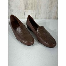 Trotters Womens Leather Loafers Brown Basket Weave Size 9.5 S or 9.5 AAA - $27.70
