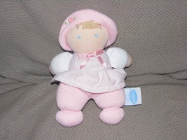 EDEN STUFFED PLUSH CLOTH BABY GIRL DOLL RATTLE STRIPE PINK FLOWER BLONDE... - $31.67