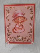 VTG Hallmark Cards Mary Hamilton ~ Christmas Card ~ Girl In Pink Dress Praying - £11.83 GBP