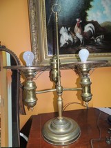 Antique Double Hurricane Style Desk Lamp no shades 10&quot; fitters Electric ... - $145.43 CAD