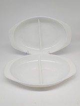 Vintage Pyrex Opal White 1960&#39;s Divided Casserole Dish 1.5-Qt Set of 2 S... - $1,106.55 MXN