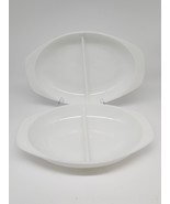 Vintage Pyrex Opal White 1960&#39;s Divided Casserole Dish 1.5-Qt Set of 2 S... - $59.39