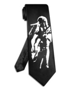ACDC Malcolm Young necktie black satin silk hand-painted tie - $28.00