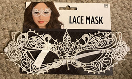 Halloween Adult White Lace Eye Mask ~ Costume Party Supplies Dress Up Cosplay - £7.84 GBP