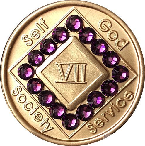 7 Year NA Medallion Bronze Purple Swarovski Crystal Chip VII