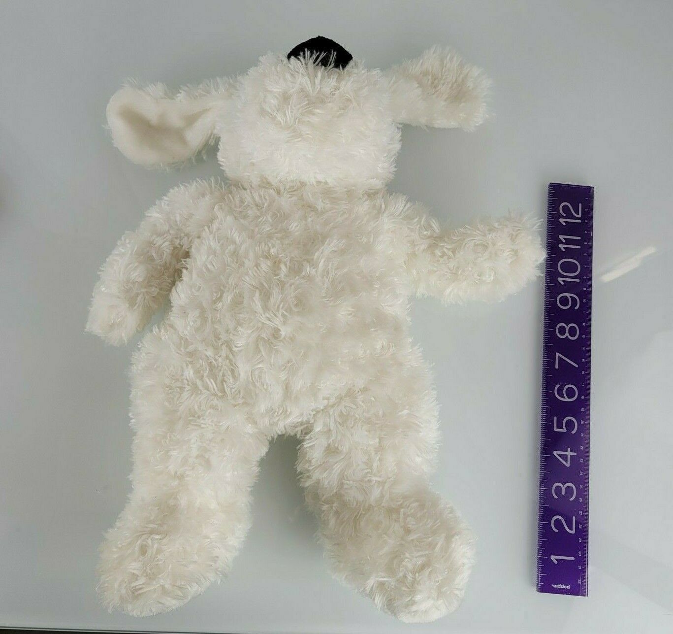 Babies R Us Stuffed Plush White Fluffy Puppy Dog 2013 Black Nose 11" 16" Item image 2