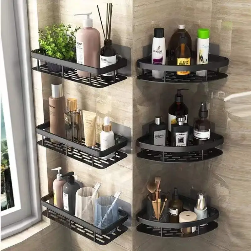 House Home Bathroom Shelves No-drill Wall Mount Corner Shelf Shower Storage Rack - £35.17 GBP