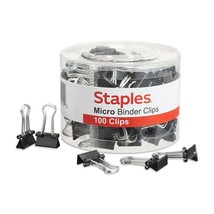 Staples Micro Metal Binder Clips Black 1/2&quot; Size with 1/8&quot; Capacity 15340 - £19.44 GBP