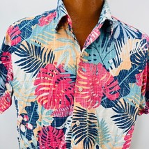 Izod Saltwater Reverse Print Hawaiian Aloha XL Shirt Palm Leaves Hibiscus Flower - £39.97 GBP