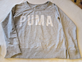 Puma Ladies womens M Long Sleeve crew neck sweater shirt TD8543 Grey Heathr NWT# - $30.88