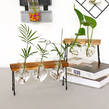 Heart Glass Hydroponic Vase, Wooden Plant Vase, Plant Growing Vase, Home Decor - £17.57 GBP+
