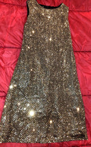 Naughty Sexy Woman Halloween Cosplay Costume Las Vegas Gold Short Short Dress - £32.44 GBP