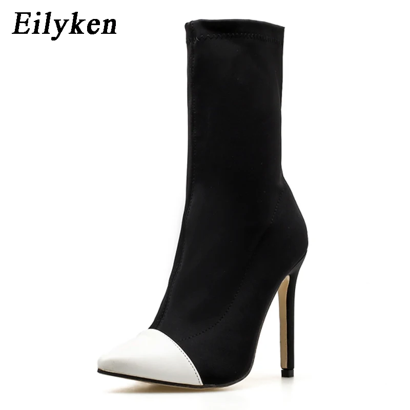 Eilyken 2024  Arriva Stretch Fabric Women Ankle Boots Pointed Toe Slip-On  Sock  - £79.99 GBP