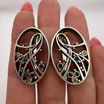 Massive Vintage Sterling Silver 925 Women's Jewelry Stud Earrings Marked... - $140.00