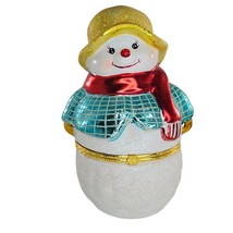 Christopher Radko Chilly Ball Snowman Trinket Box Glitter 2007 - £26.31 GBP