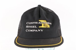 Vintage 70s Contractors Steel Company Spell Out Trucker Hat Snapback Bla... - £31.52 GBP