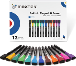 Magnetic Dry Erase Markers with Eraser - 12 Count Colorful Fine Tip Whit... - $10.45