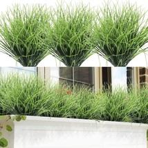 Slanc 8 Bundles Artificial Grass Plants Fake Bushes Artificial Shrubs Wh... - £30.36 GBP