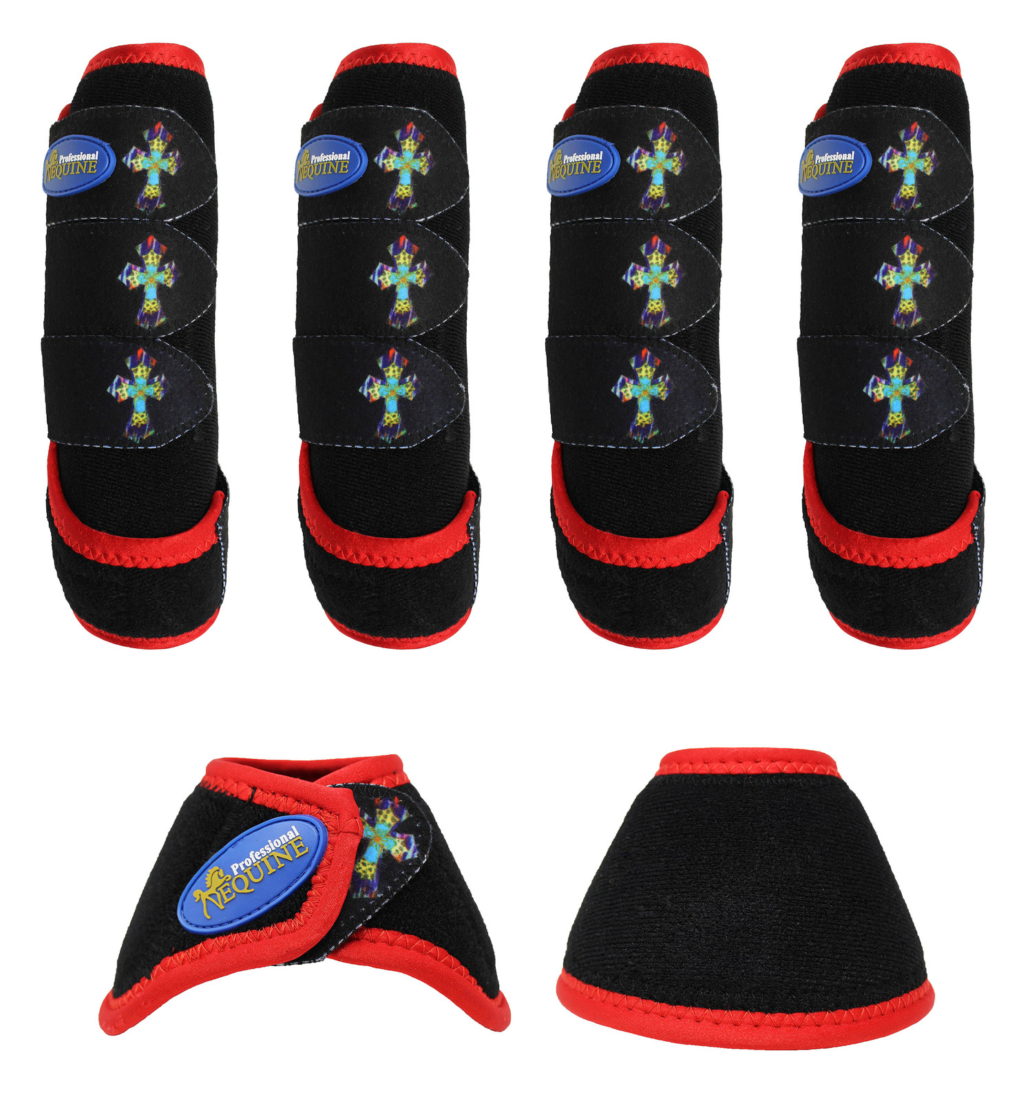 Horse  Medium Sports Medicine Splint Boots Cross Black 4182A Item image 2