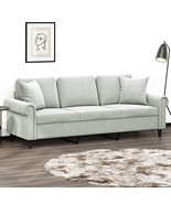  3-seater Sofa Light grey Velvet (100% polyester), metal, textilene - $10,489.61 MXN