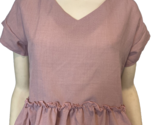 Shein Pink Short Sleeve Peplum Top Size L - £9.70 GBP