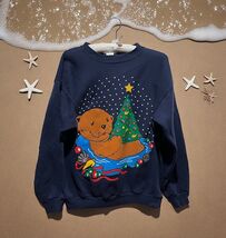 Vtg BJ Designs MBC Sweatshirt crewneck SIZE XL Christmas tree otter seas... - $19.79