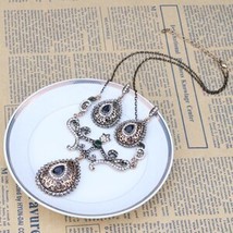 Kinel Necklaces And Earrings Sets For Women Antique Gold Color Water Dro... - $21.84