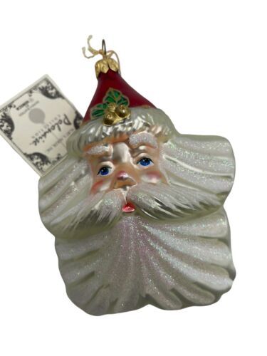 Polonaise Christmas Ornament Star Santa Head Kurt Adler Glass 3.5" Tag Vintage - £39.18 GBP