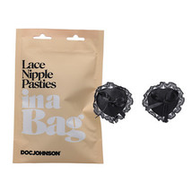 Doc Johnson Lace Nipple Pasties In A Bag Reusable Faux Leather Black - £19.14 GBP