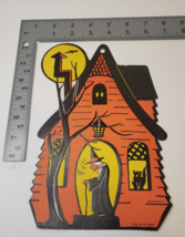 Halloween House H E Luhrs Beistle Vintage 40s 50s Embossed Diecut - £19.97 GBP