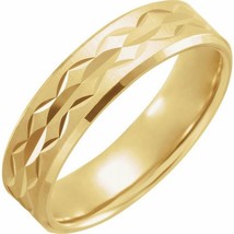 Authenticity Guarantee 
14k Yellow Gold 6MM Satin and Polished Finish Design ... - £834.56 GBP+