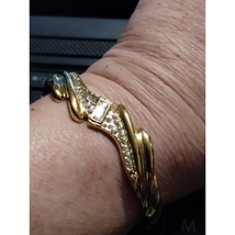 Gorgeous vintage gold and rhinestone clamp bracelet - £20.30 GBP
