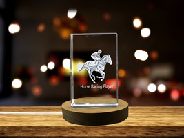LED Base included | Horse Racing Player 3D Engraved Crystal 3D Engraved Crystal - £31.44 GBP+