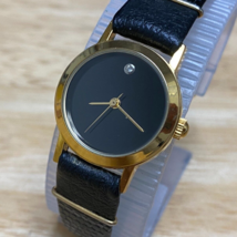 VTG Classic Unbranded Lady Gold Tone Black Leather Hand-Wind Mechanical Watch - £13.62 GBP