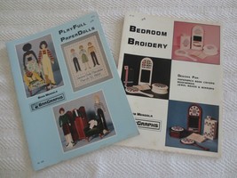 2 Barb Mendola Cross Stitch Leaflets Playful Paper Dolls &amp; Bedroom Broidery - £3.98 GBP