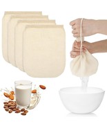 4 Pack Cotton Nut Milk Bag 8 × 6 Inches Fine Mesh Cheese Cloth Multiple ... - £10.24 GBP