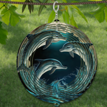 Dolphins Playing WindSpinner Wind Spinner 10&quot; /w FREE Shipping - £19.98 GBP