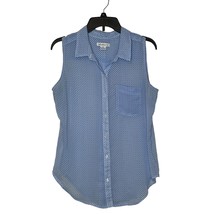 Liz Clairborne Sleeveless Gauze Top Button Up Collar Printed Medium Women Blue - £14.32 GBP