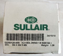 Sullair 02250125-655 OEM Valve Solenoid 2 Way No 1/8 500# NEMA 4 3&quot; X 3&quot;... - £200.69 GBP