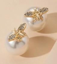 Bumblebee double sided pearl earrings - $13.86